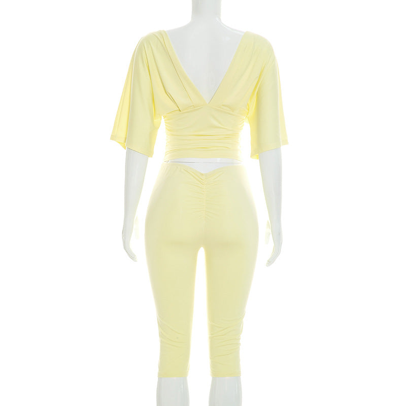 Women`s Chic Crop Top Capri Set