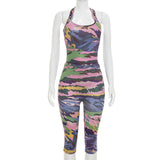 Women`s Abstract Print Capri Jumpsuit