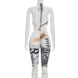 Women`s Zebra Print Capri Jumpsuit