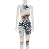 Women`s Zebra Print Capri Jumpsuit