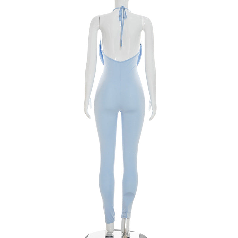 Women`s Draped Neck Bodycon Jumpsuit