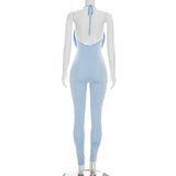 Women`s Draped Neck Bodycon Jumpsuit