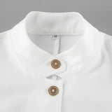 Chic White Mandarin Collar Sleeveless Vest Blazer