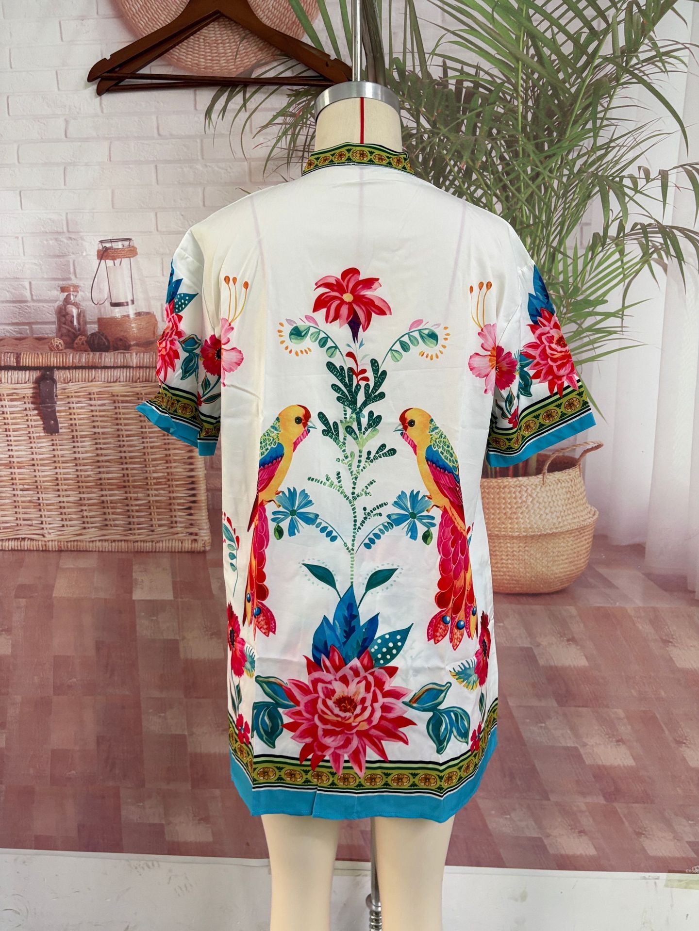 Vibrant Abstract Print Kimono and Shorts Set