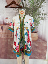 Vibrant Abstract Print Kimono and Shorts Set