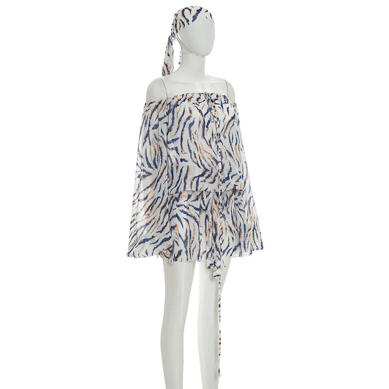 Boho Print Beach Shorts Set