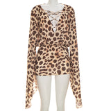 Animal Print Lace-Up Mini Dress