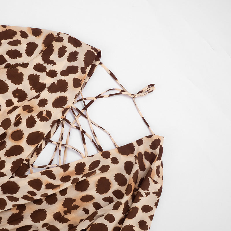 Animal Print Lace-Up Mini Dress