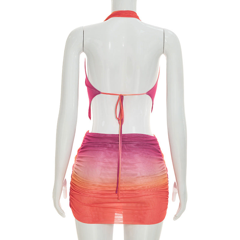 Ombre Halter Cutout Mini Dress