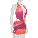 Ombre Halter Cutout Mini Dress