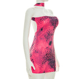 Metallic Leopard Strapless Mini Dress
