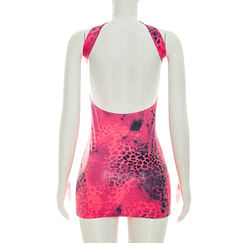 Metallic Leopard Strapless Mini Dress