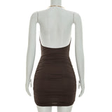 Elegant Ruched Halter Mini Dress