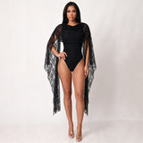 Lace Cape Sleeve Bodysuit