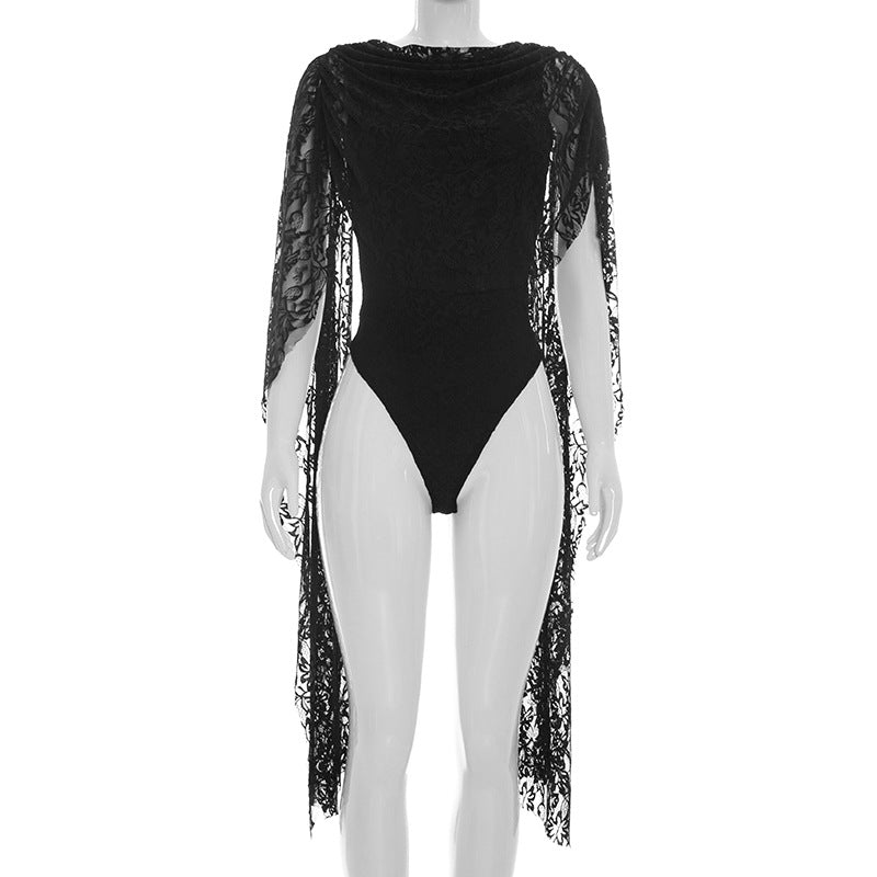 Lace Cape Sleeve Bodysuit
