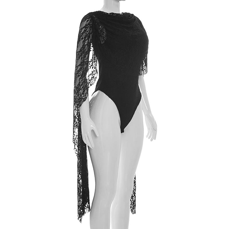 Lace Cape Sleeve Bodysuit