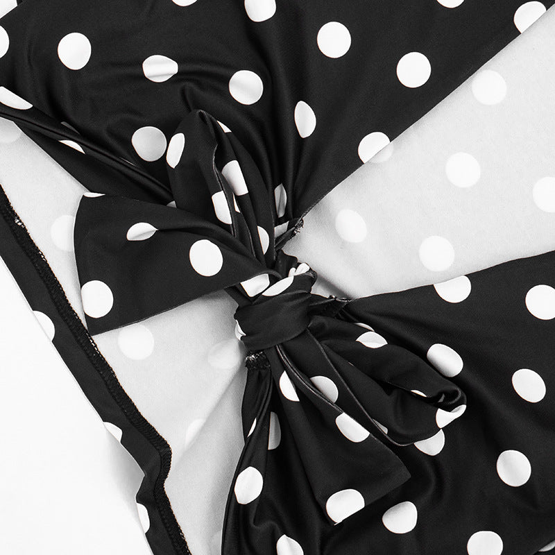 Polka Dot Tie Front Crop Top