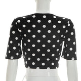 Polka Dot Tie Front Crop Top