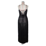Crochet Fringe Beach Maxi Dress