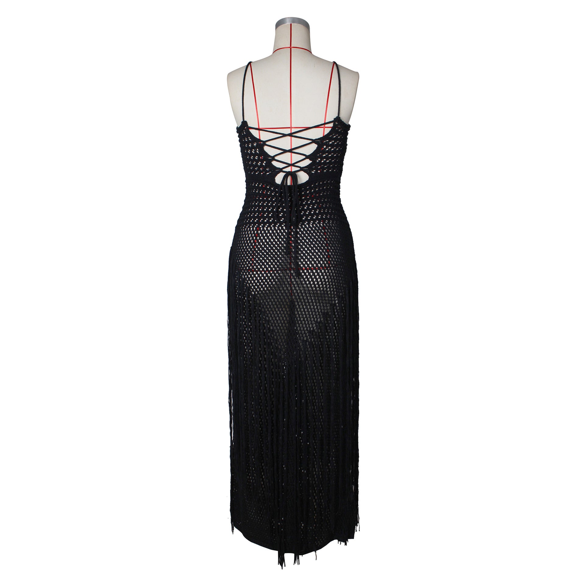 Crochet Fringe Beach Maxi Dress