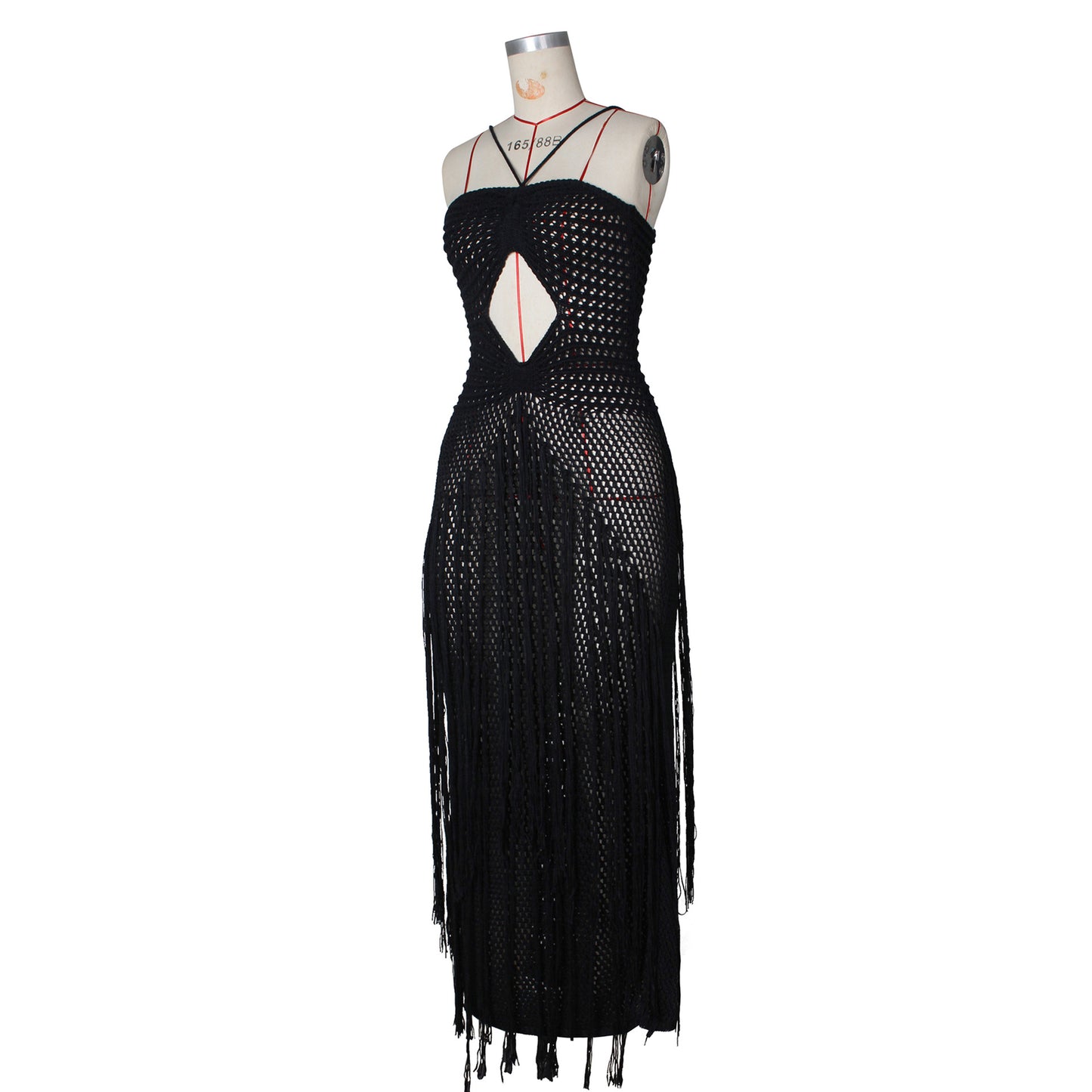 Crochet Fringe Beach Maxi Dress