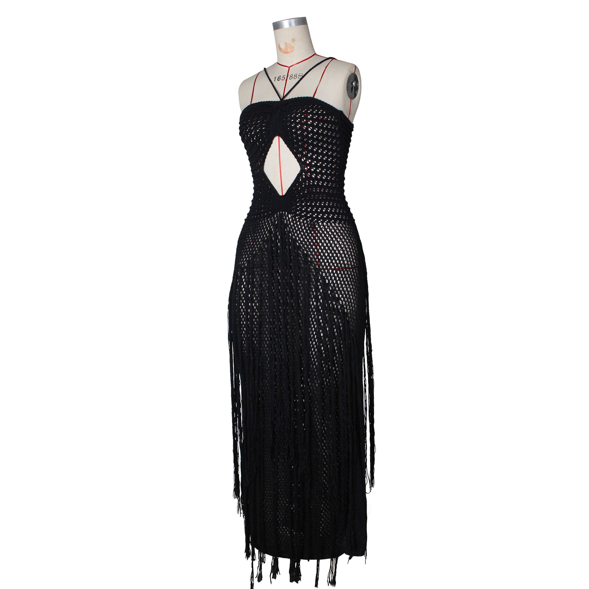 Crochet Fringe Beach Maxi Dress