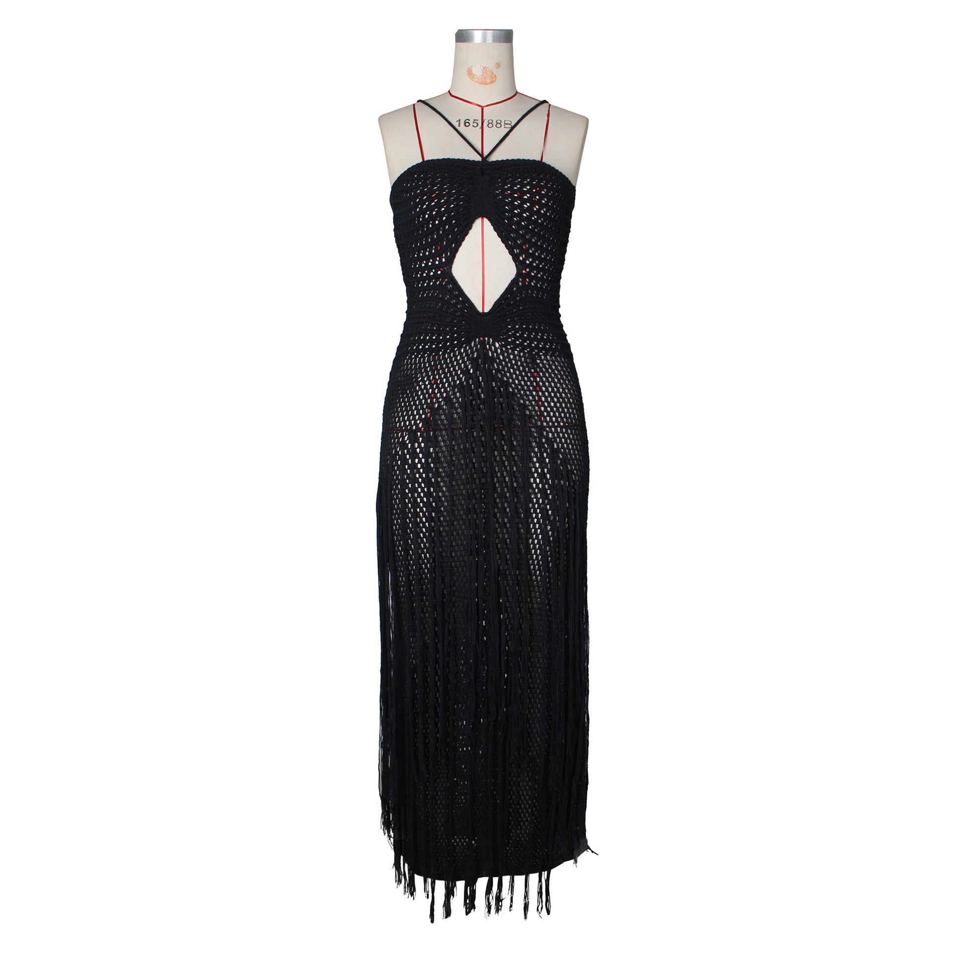 Crochet Fringe Beach Maxi Dress