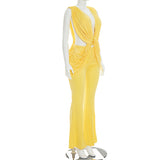 Women's Ruched Cutout Flare Jumpsuit