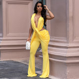 Women's Ruched Cutout Flare Jumpsuit