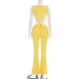 Women's Ruched Cutout Flare Jumpsuit