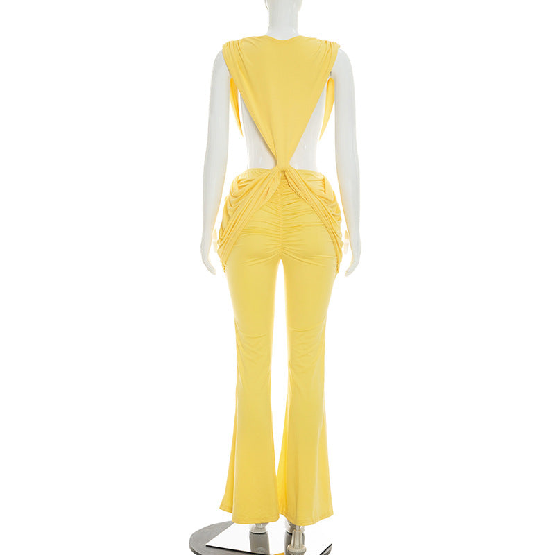 Women's Ruched Cutout Flare Jumpsuit
