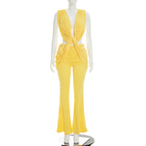 Women's Ruched Cutout Flare Jumpsuit