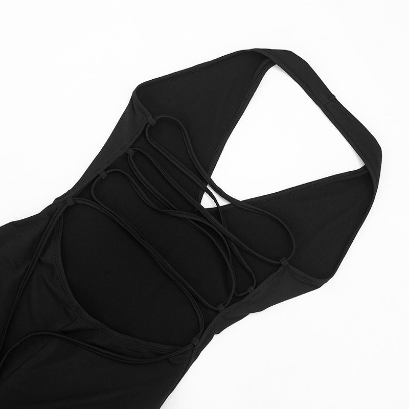 Women's Deep V Halter Capri Jumpsuit