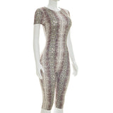 Women's Snakeskin Print Biker Jumpsuit