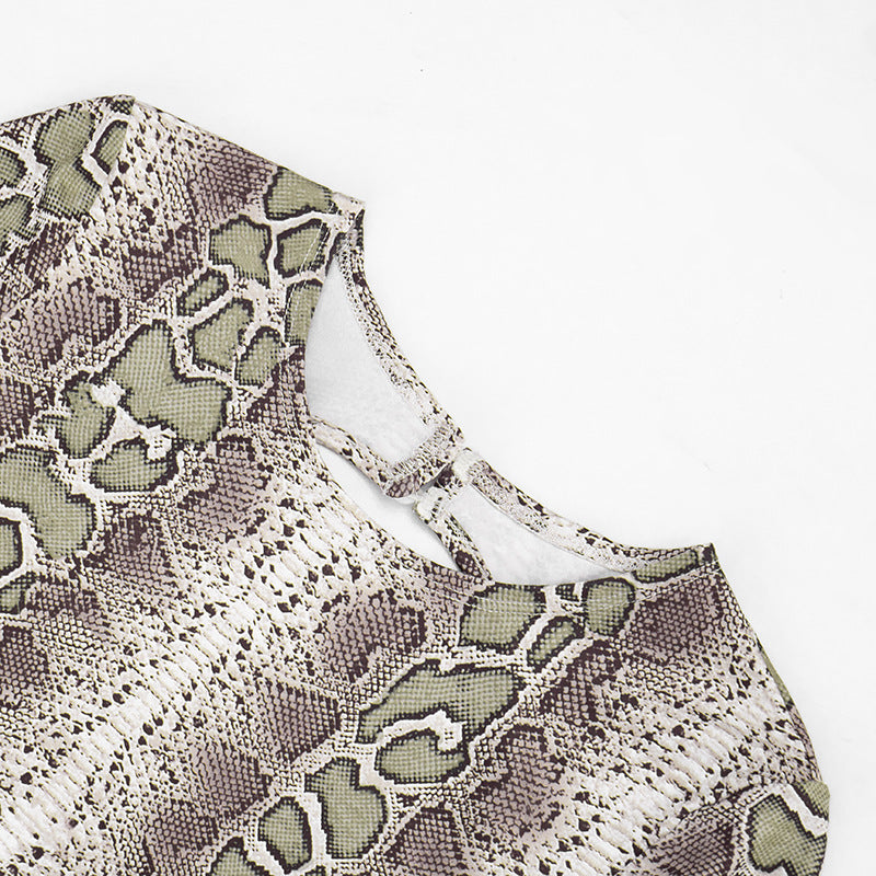 Women's Snakeskin Print Biker Jumpsuit