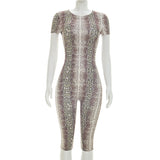 Women's Snakeskin Print Biker Jumpsuit