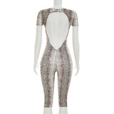 Women's Snakeskin Print Biker Jumpsuit