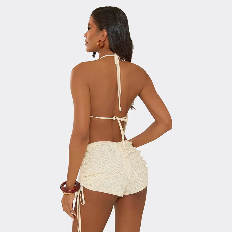Women's Halter Cowl Neck Shorts Set