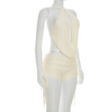 Women's Halter Cowl Neck Shorts Set