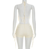 Women's Halter Cowl Neck Shorts Set