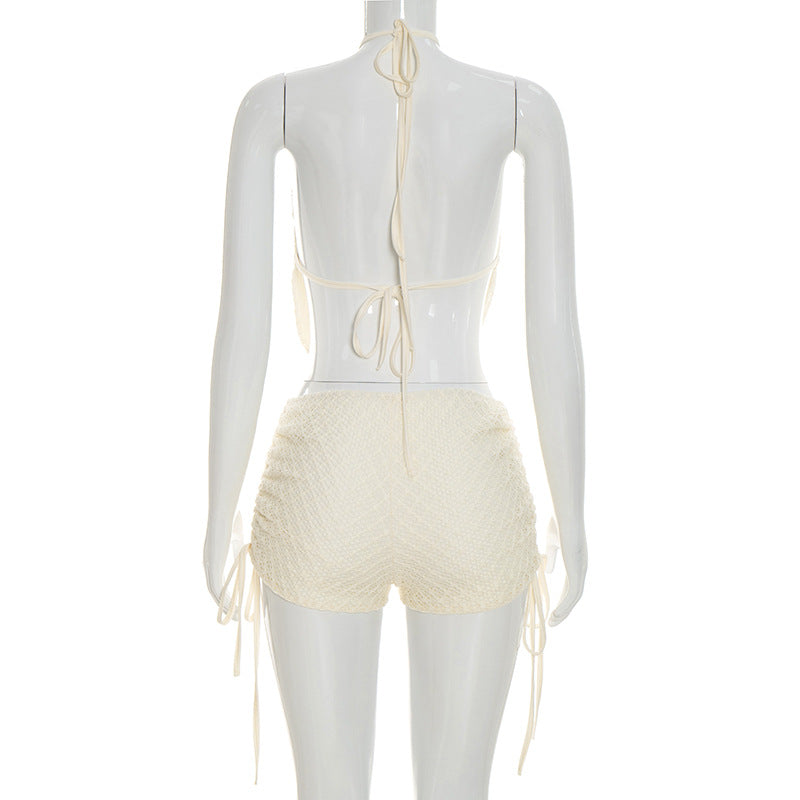 Women's Halter Cowl Neck Shorts Set