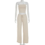 Women's Tube Top Wide Leg Pants Set