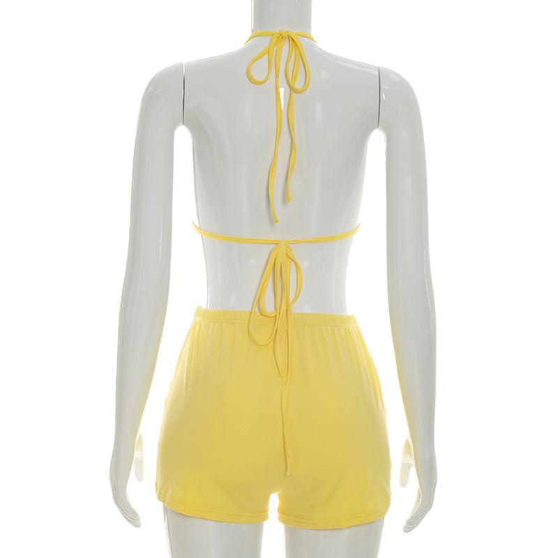 Women's Chiffon Kimono Sleeve Shorts Set