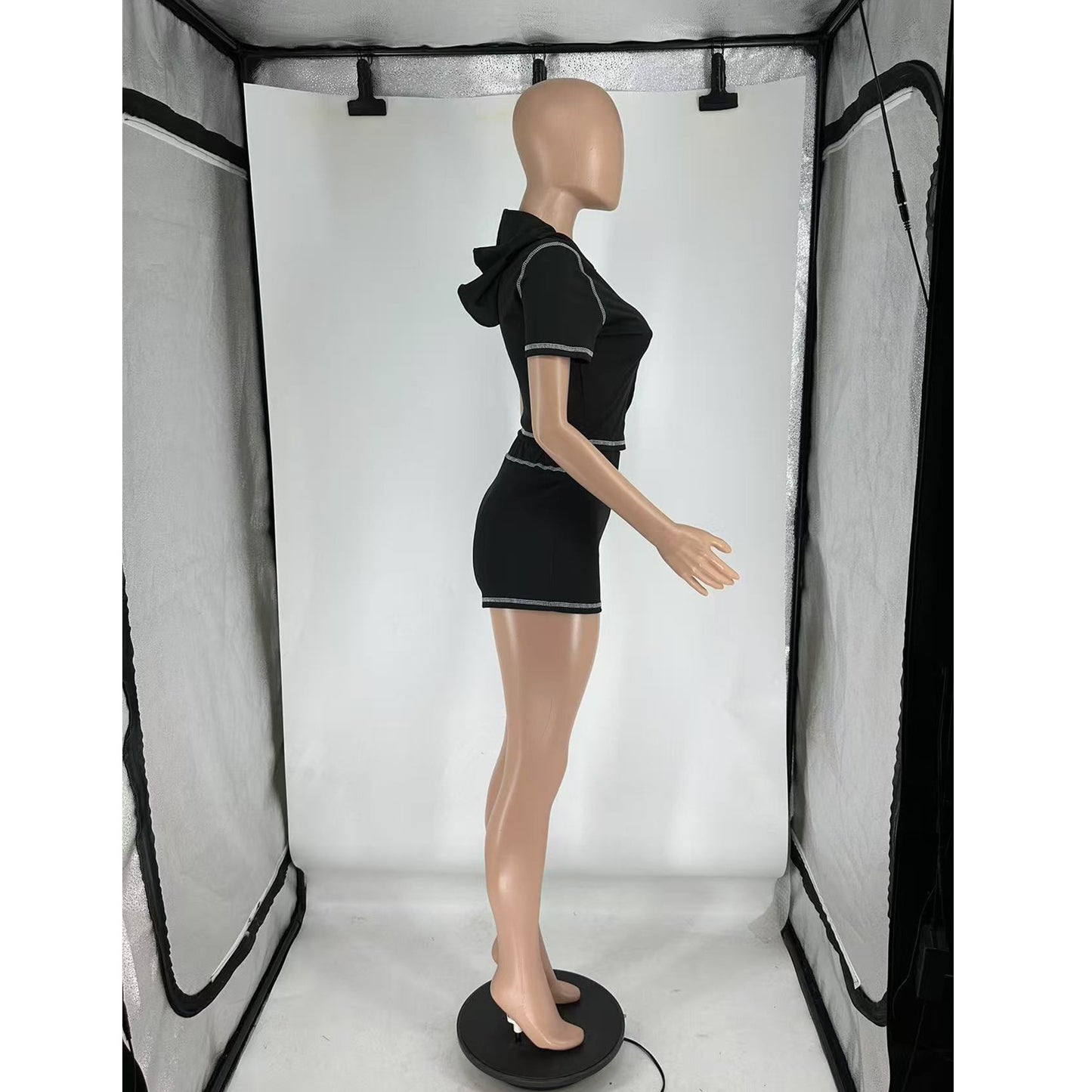 Women's Zip Front Activewear Shorts Set