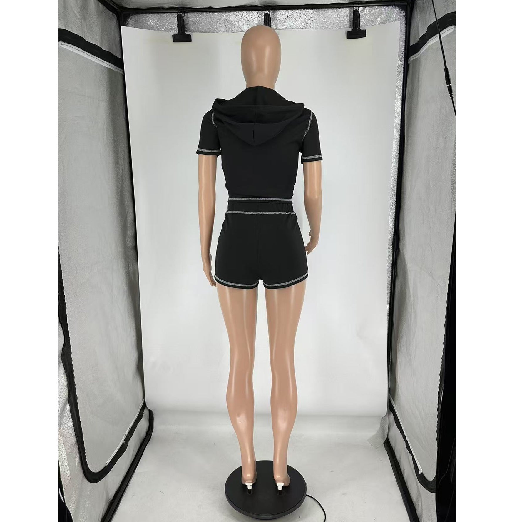 Women's Zip Front Activewear Shorts Set