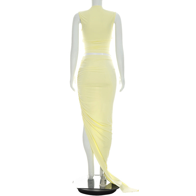 Women's Ruched Cross Neck Maxi Dress