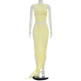 Women's Ruched Cross Neck Maxi Dress