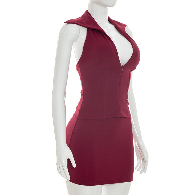 Women's Deep V Collar Bodycon Mini Dress