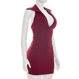 Women's Deep V Collar Bodycon Mini Dress