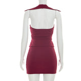 Women's Deep V Collar Bodycon Mini Dress